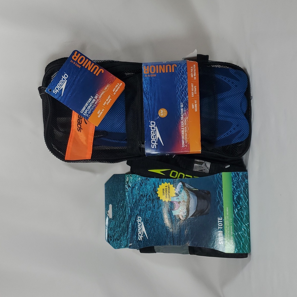 SPEEDO Bundle Swim Tote & Jr. Fins ~ Blue